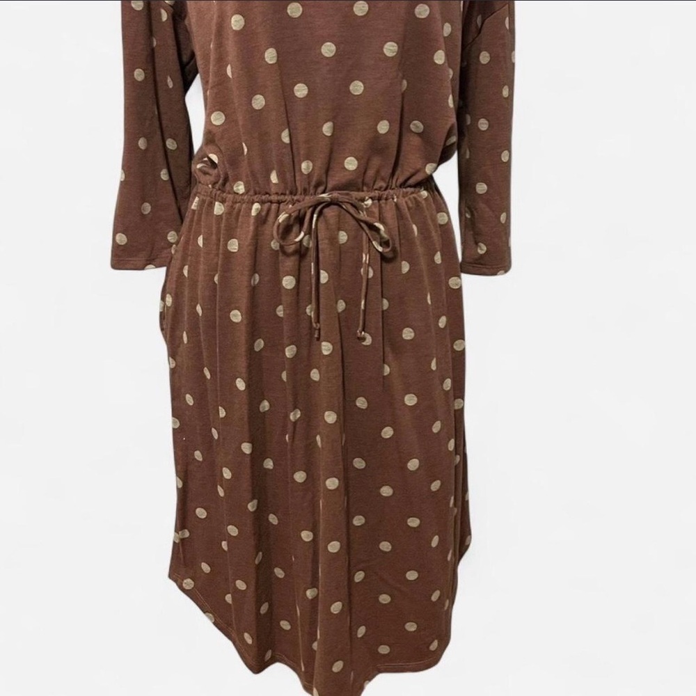 Riah Fashion Knit Dress, Plum with Grey Polka Dots, Size 2XL - Picture 4 of 6